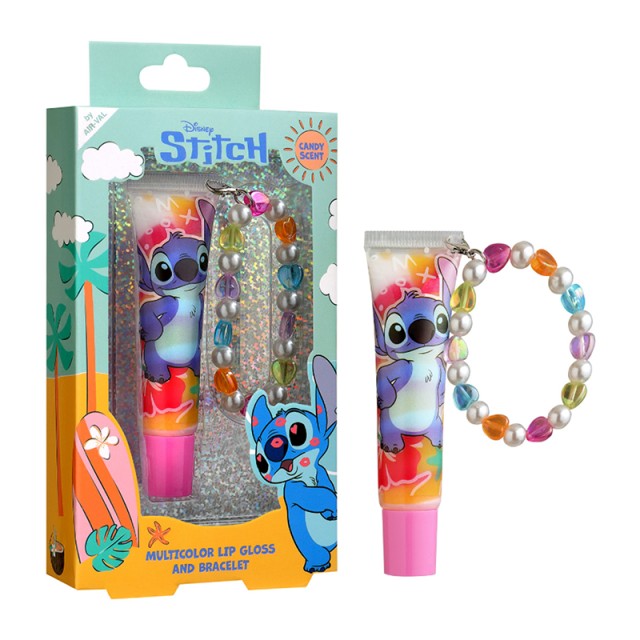 AIR-VAL Stitch Multi-Colour Lip Gloss Candy Scent & Bracelet, Πολύχρωμο Λιπ Γκλος με Άρωμα Ζαχαρωτό & Βραχιόλι 13ml