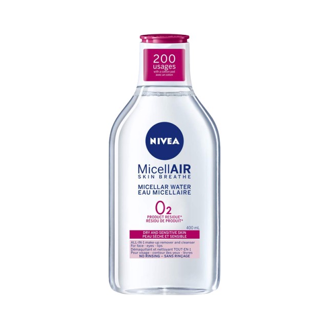 Nivea Micellair Water Skin Breathe, Micellar Νερό Καθαρισμού 3 σε 1 για ξηρό & ευαίσθητο δέρμα, 400ml