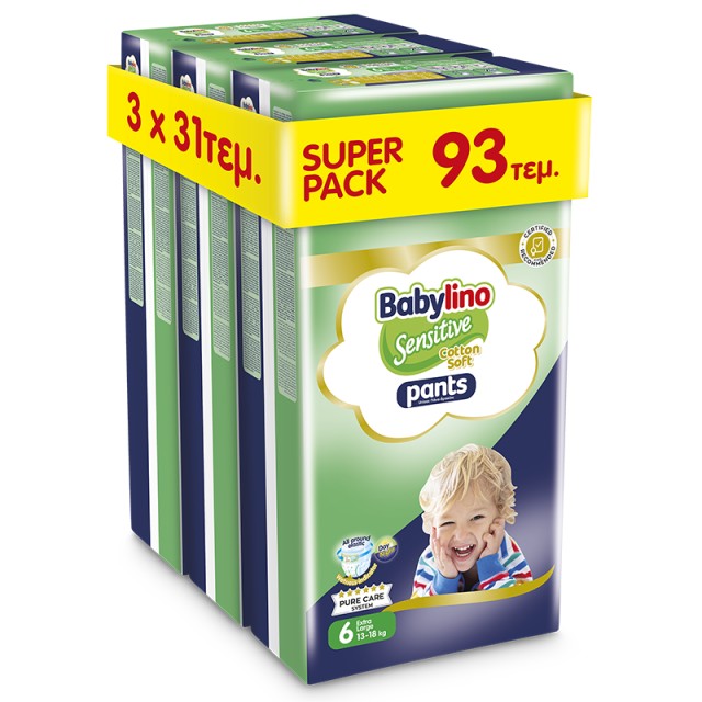 Babylino Pants Cotton Soft Unisex SUPER PACK No6 Extra Large 13-18kg 93 τεμ.
