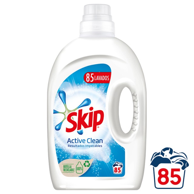 Skip Active Clean Υγρό Πλυντηρίου Ρούχων, 4,75lt 85μεζoύρες