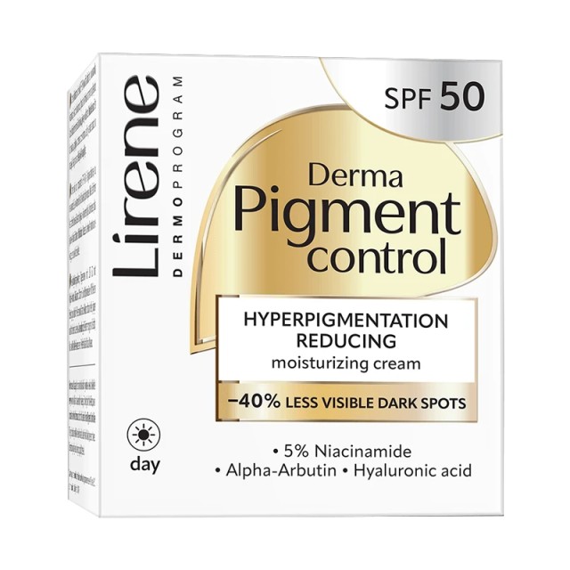 Lirene Derma Pigment Control Day Cream SPF50, Ενυδατική Κρέμα Ημέρας Κατά των Πανάδων, 50ml