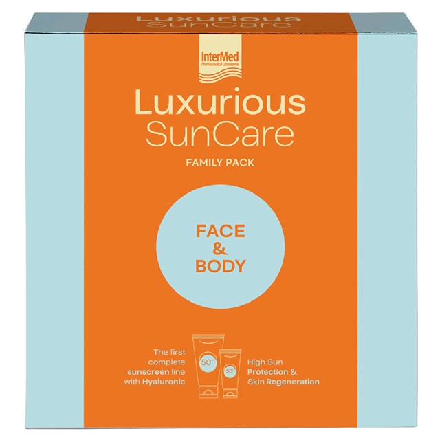 Luxurious SunCare Face & Body Family Pack με High Protection Face Cream SPF50, 75ml & Sun Protection Body Cream SPF50, 200ml, 1σετ