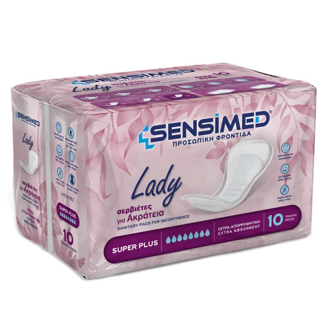 Sensimed Σερβιέτες Ακράτειας Lady Super Plus XL size, 10τεμ.