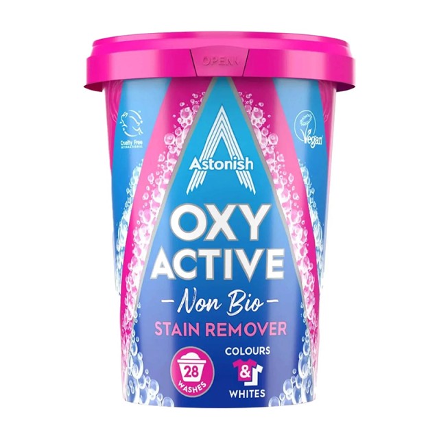 Astonish Oxy Active Non Bio Stain Remover, Ενισχυτικό Πλύσης Ρούχων σε Σκόνη για Αφαίρεση των Λεκέδων 28μεζούρες 625g