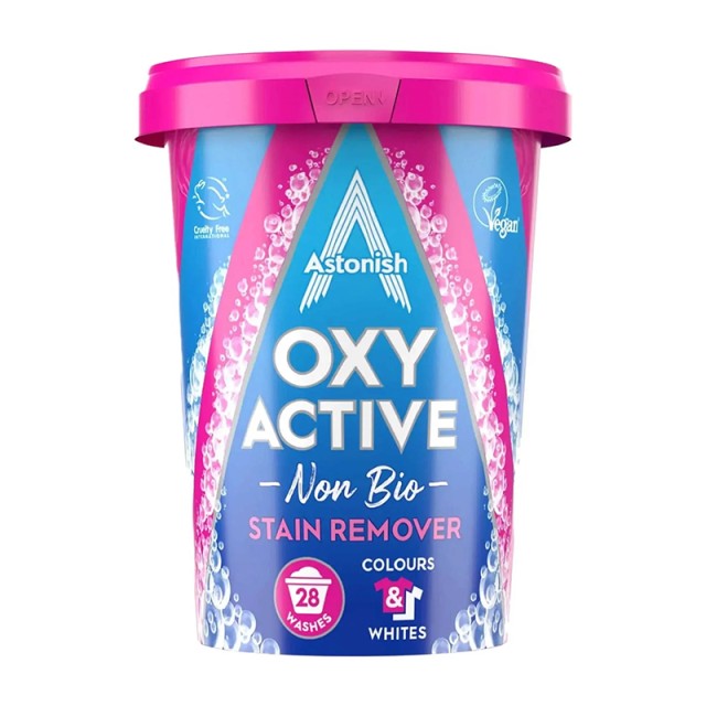 Astonish Oxy Active Non Bio Stain Remover, Ενισχυτικό Πλύσης Ρούχων σε Σκόνη για Αφαίρεση των Λεκέδων 28μεζούρες 625g