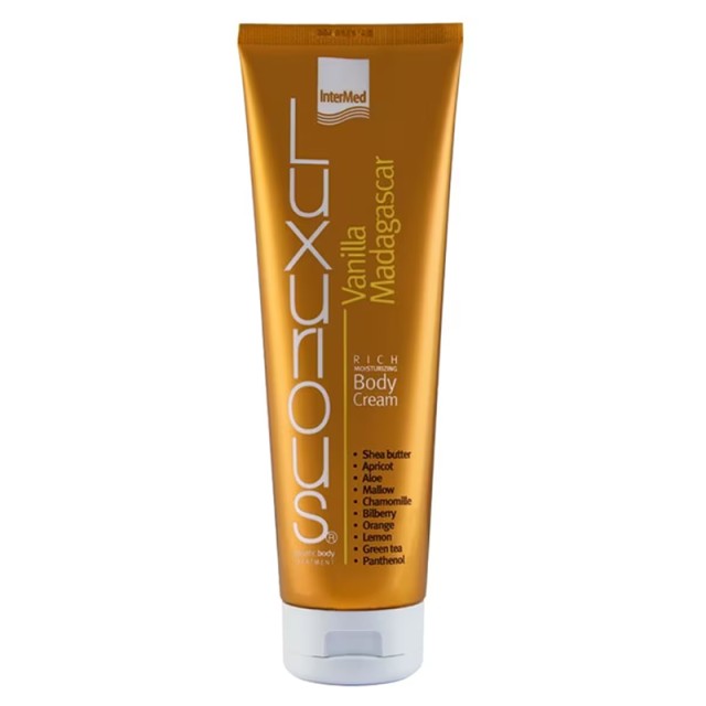 Intermed Luxurious Vanilla Madagascar Moisturizing Body Cream, Ενυδατική Κρέμα Σώματος με υπέροχο Άρωμα Βανίλιας, 280ml
