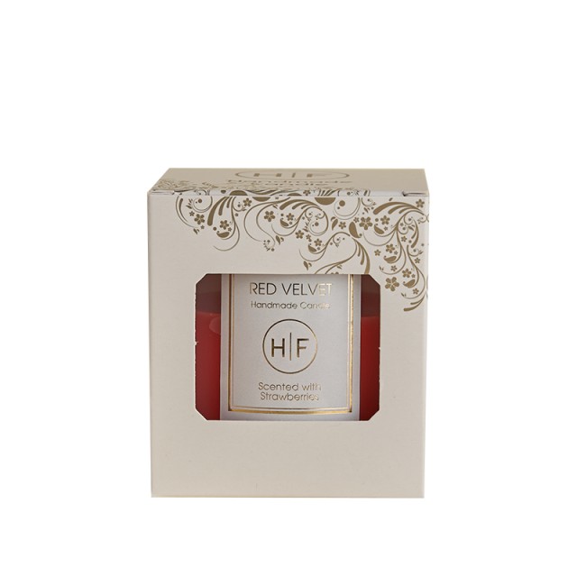 HF Χειροποίητο Αρωματικό Κερί Red Velvet με Άρωμα Φράουλα, 140gr