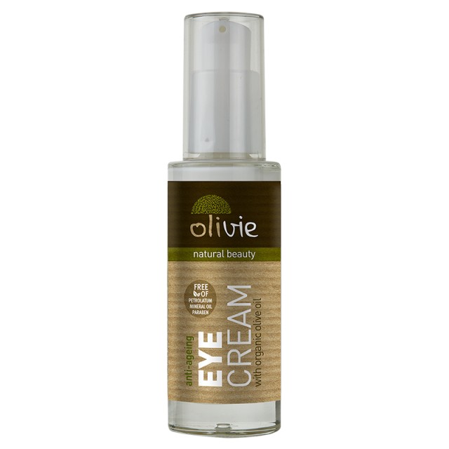 Olivie Anti-Ageing Eye Cream with Organic Olive Oil, Αντιρυτιδική Κρέμα Ματιών για Λείανση Ρυτίδων, Καταπολέμηση Μαύρων Κύκλων & Σακούλες κάτω από τα Μάτια, 30ml