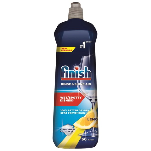 Finish Rinse & Shine Aid Lemon, Λαμπρυτικό Πλυντηρίου Πιάτων, (160 πλύσεις) 800ml