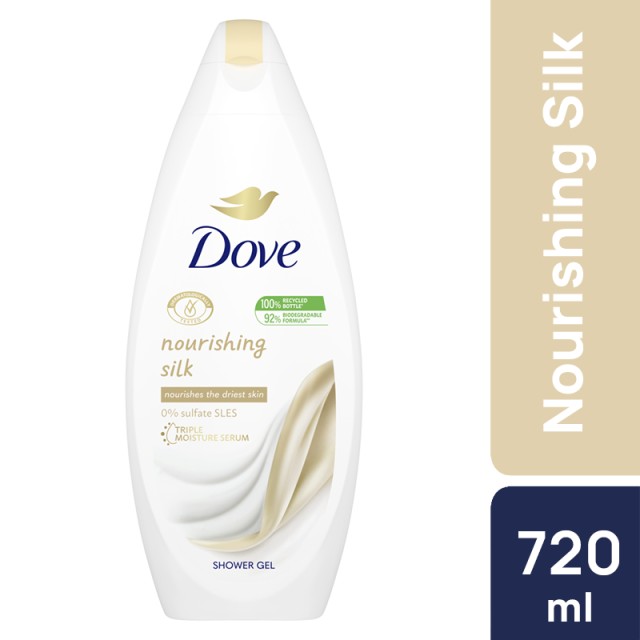 Dove Nourishing Silk, Αφρόλουτρο για Βαθιά Ενυδάτωση της Ξηρής Επιδερμίδας 720ml