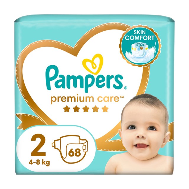 Pampers Premium Care, Βρεφικές Πάνες No2 (4-8kg), 68τμχ, JUMBO PACK