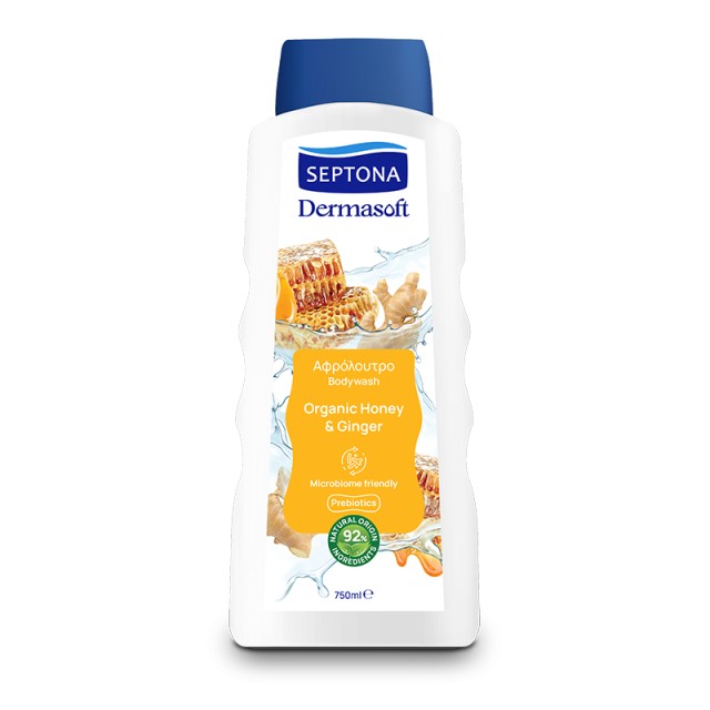 Septona Dermasoft Organic Honey & Ginger, Αφρόλουτρο, 750ml