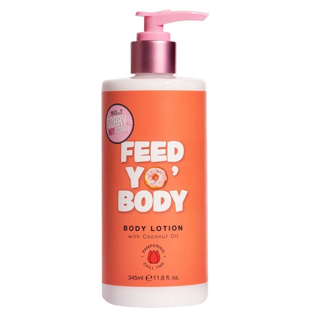 SO…? Sorry Not Sorry Feed Yo Body Lotion, Ενυδατική Λοσιόν Σώματος με Έλαιο Καρύδας, 345ml