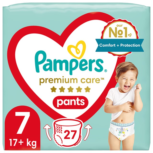 Pampers Premium Care Pants Πάνα-βρακάκι Μέγεθος 7 (17kg+), 27 Πάνες-βρακάκι JUMBO PACK