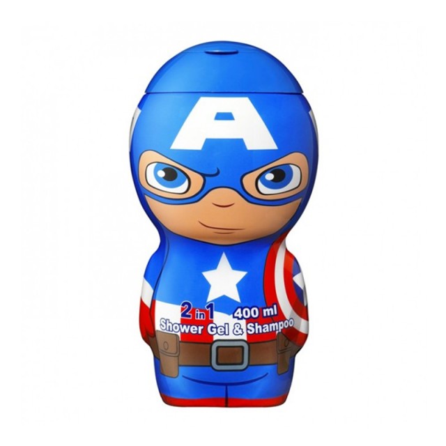 Air Val Captain America Shower Gel & Shampoo 2 In 1, Παιδικό Σαμπουάν & Αφρόλουτρο Captain America  2 σε 1, 400ml