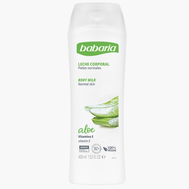 Babaria Body Milk with Aloe Vera, Γαλάκτωμα Σώματος με Aλόη & Bιταμίνη Ε, 400ml