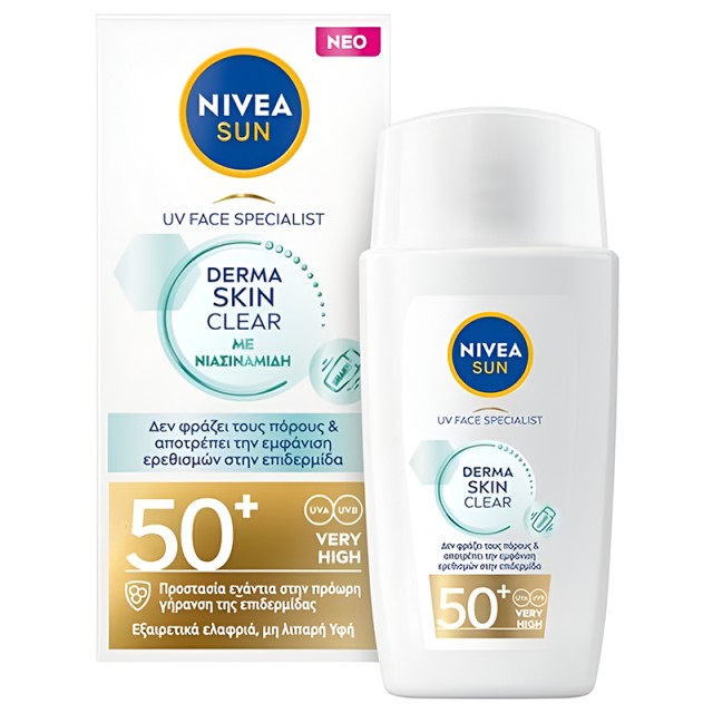 Nivea Sun UV Face Derma Skin Clear Αντηλιακό Προσώπου με Νιασιναμίδη SPF 50+, 40ml