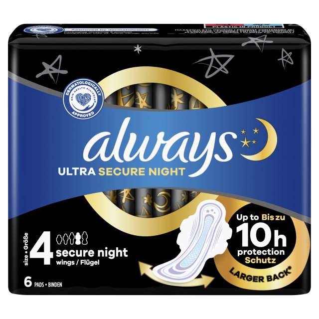 Always Ultra Σερβιέτες Secure Night (Μέγεθος 4) 6τμχ