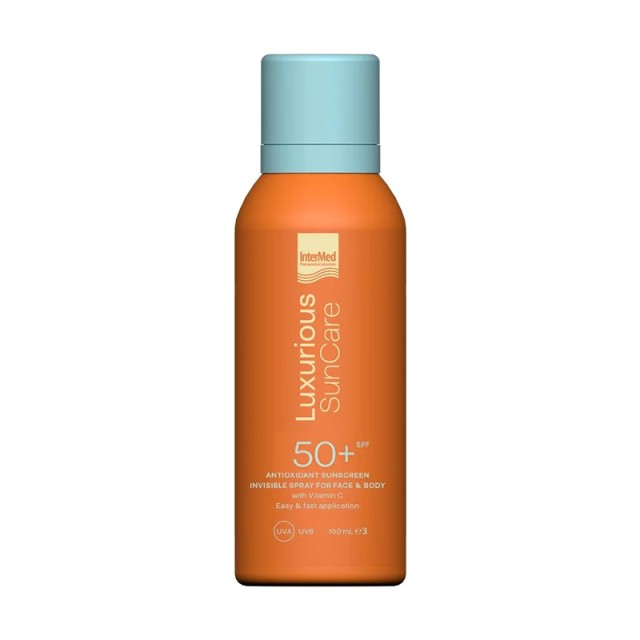 Intermed Luxurious SunCare Antioxidant Sunscreen Invisible Spray SPF50, Αντηλιακό Σπρέι με βιταμίνη C για Πρόσωπο & Σώμα, 100ml