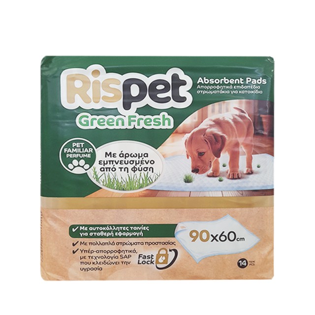 Rispet Green Fresh, Απορροφητικά Επιδαπέδια Στρωματάκια 90χ60cm, 14τεμ.