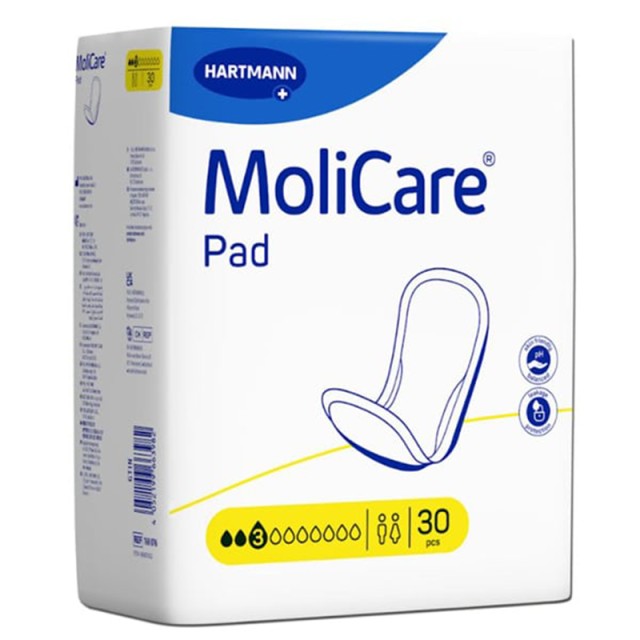 Hartmann MoliCare Pad 3 Drops, Σερβιέτες μιας Xρήσης Eλαφράς Aκράτειας για Γυναίκες και Άνδρες. 30τεμ