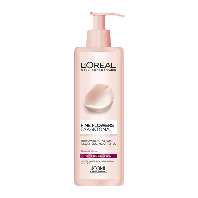 Loreal Fine Flowers, Γαλάκτωμα Ντεμακιγιάζ για Ξηρή & Ευαίσθητη Επιδερμίδα, 400ml