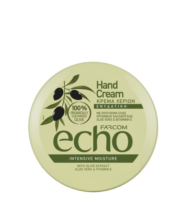 Echo Ενυδατική Κρέμα Χεριών Με εκχύλισμα Ελιάς Οργανικής καλλιέργειας, Aloe Vera & Bιταμίνη Ε, 200ml