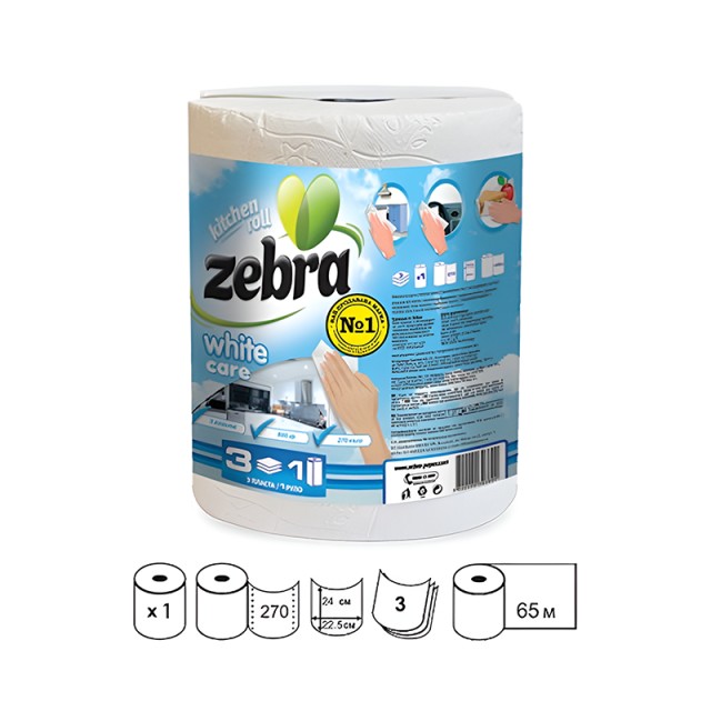 Zebra Extra Strong Χαρτί Κουζίνας 3φύλλο, 800g