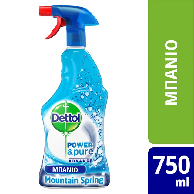 Dettol Power & Pure Mountain Spring Spray, Kαθαριστικό Σπρέι για το Μπάνιο 500ml+250ml ΔΩΡΟ