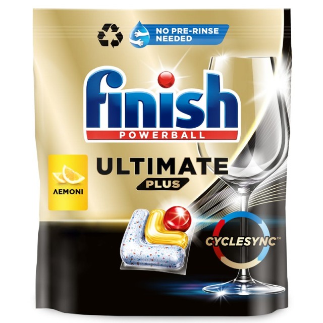Finish Powerball Ultimate All in 1, Απορρυπαντικό Πλυντηρίου Πιάτων Ταμπλέτες, Λεμόνι, 75τεμ
