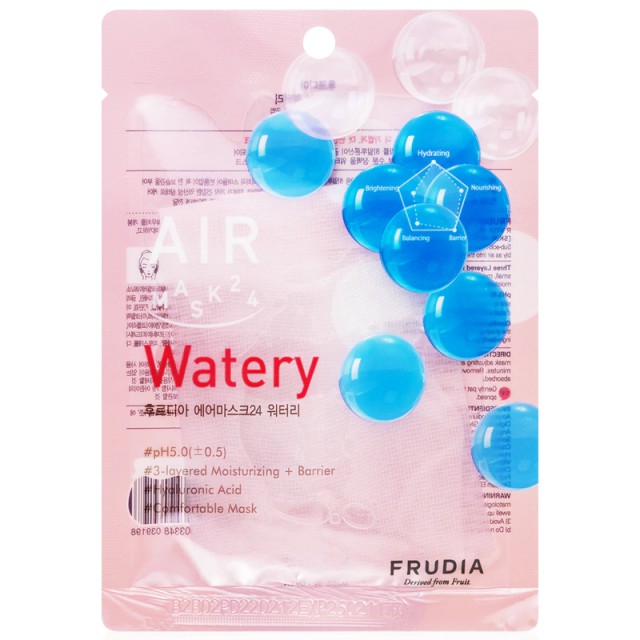 Frudia Air Mask 24 Watery, Ελαφριά Υφασμάτινη Μάσκα Προσώπου για Ενυδάτωση σε 3 Επίπεδα με Υαλουρονικό Οξύ, 20ml