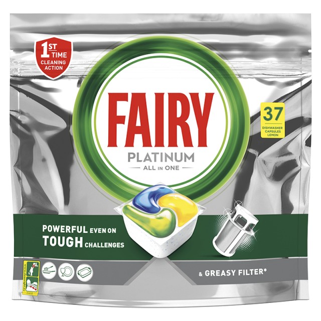 Fairy Platinum All In One Κάψουλες Πλυντηρίου Πιάτων, 37 Κάψουλες