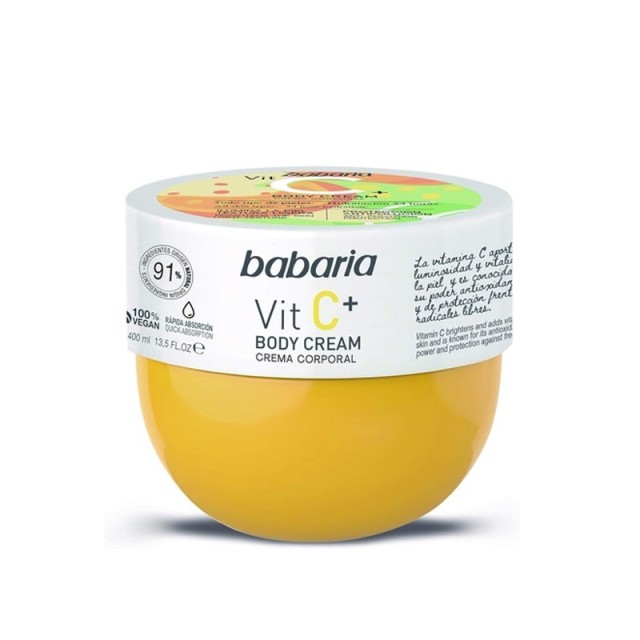 Babaria Vitamin C Body Cream, Ενυδατική Κρέμα Σώματος για Εντατική Ενυδάτωση & Θρέψη, 400ml