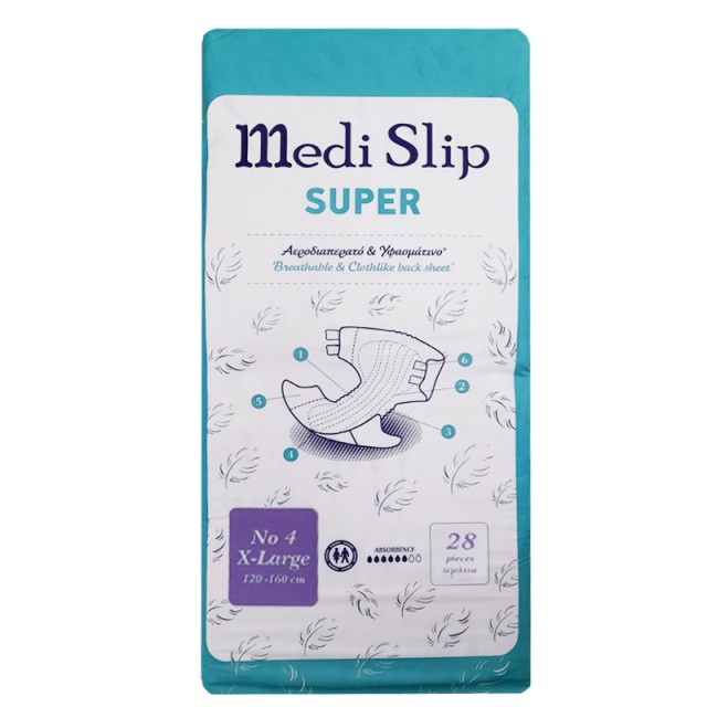 Medislip Super, Πάνες Ακράτειας Νο4 Χ-Large, 28τμχ