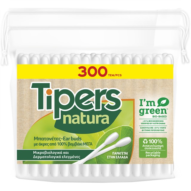 Ωτοκαθαριστές TIPERS NATURA, 300 τεμ.