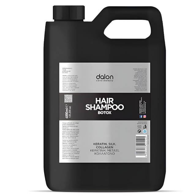 Dalon Botox Shampoo, Σαμπουάν με Πρωτεΐνες Κερατίνης, Μεταξιού & Κολλαγόνου για Ταλαιπωρημένα Μαλλιά, 4lt