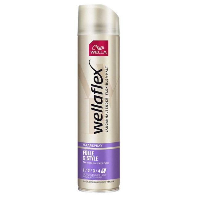 Wellaflex Fulle & Style Ultra Strong Hold Hairspray, Λακ για Πολύ Δυνατό Κράτημα στα Μαλλιά, 250ml