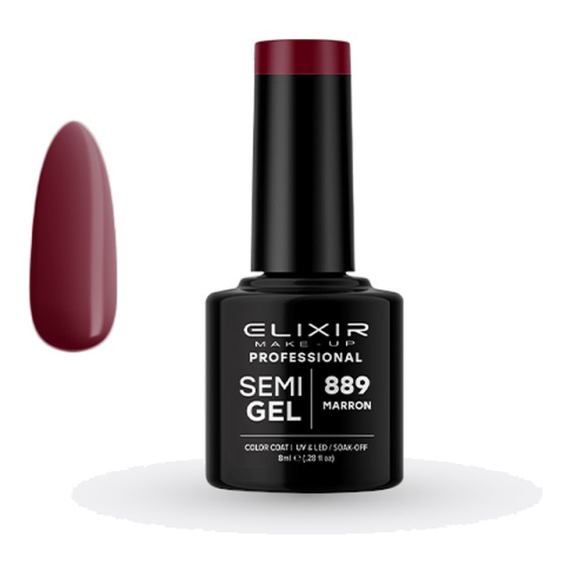 Elixir Semi Gel Νο889 Marron Ημιμόνιμο Βερνίκι 8 ml