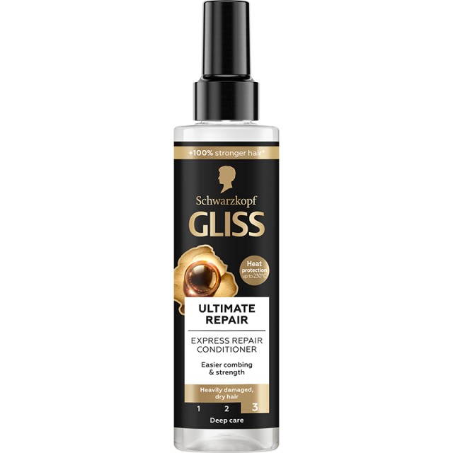 Schwarzkopf Gliss Ultimate Repair Leave In Conditioner Spray, Αναζωογονητικό Mαλακτικό Spray Χωρίς Ξέβγαλμα για Ξηρά & Κατεστραμμένα Μαλλιά, 200ml