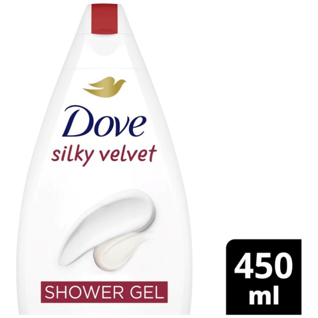 Dove Shower Gel Silky Velvet 0% Sulfate, Αφρόλουτρο Silky Velvet, Χωρίς Θειικά Άλατα, 450ml