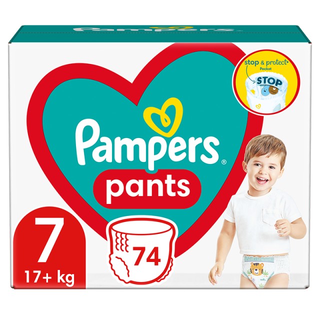 Pampers Pants Πάνες Βρακάκι No 7 (17+kg), 74τμχ MEGA PACK