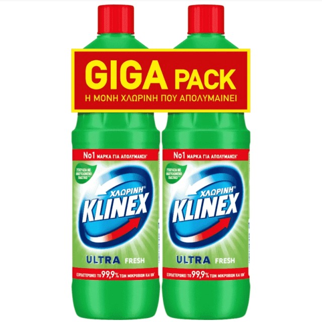 Klinex Ultra Χλωρίνη Fresh Giga Pack, 1250ml, 2τεμ