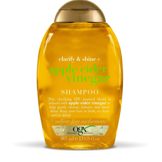 OGX Clarify & Shine Apple Cider Vinegar Shampoo SLS Free, Σαμπουάν για Απομάκρυνση Λιπαρότητας & Λάμψη χωρίς Θειϊκά Άλατα, 385ml