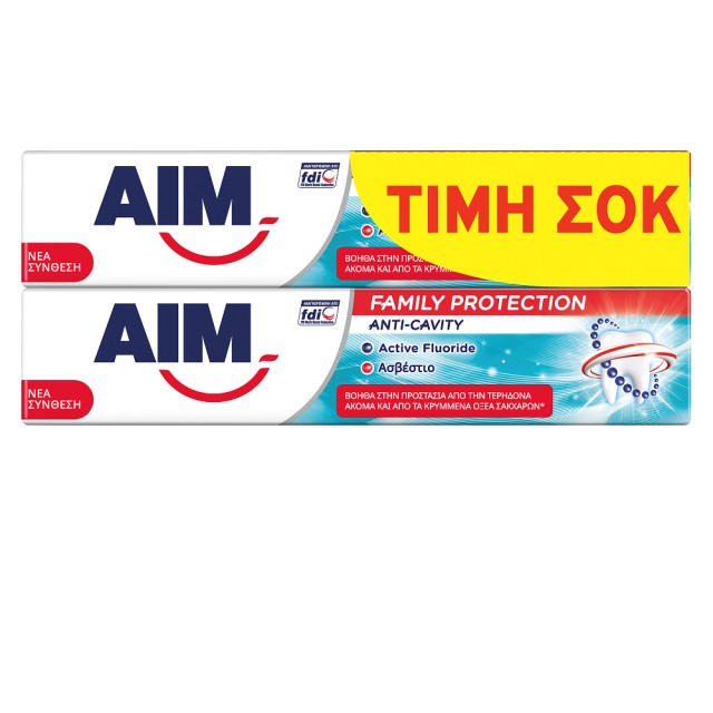 Aim Family Protection Anticavity, Οδοντόκρεμα, 2x75ml