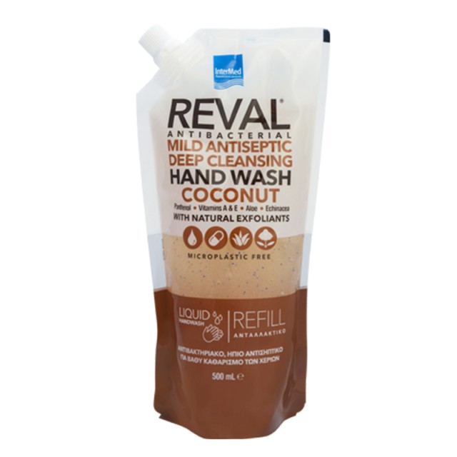 Intermed Reval Deep Cleansing Hand Wash Coconut Refill, Ανταλλακτικό Κρεμοσάπουνο Χεριών με Ήπια Αντιβακτηριδιακή Προστασία 500ml