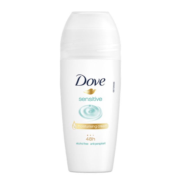 Dove Sensitive Roll-on Anti-Perspirant Deodorant, Αποσμητικό Roll-on για Ευαίσθητη Επιδερμίδα, 50ml