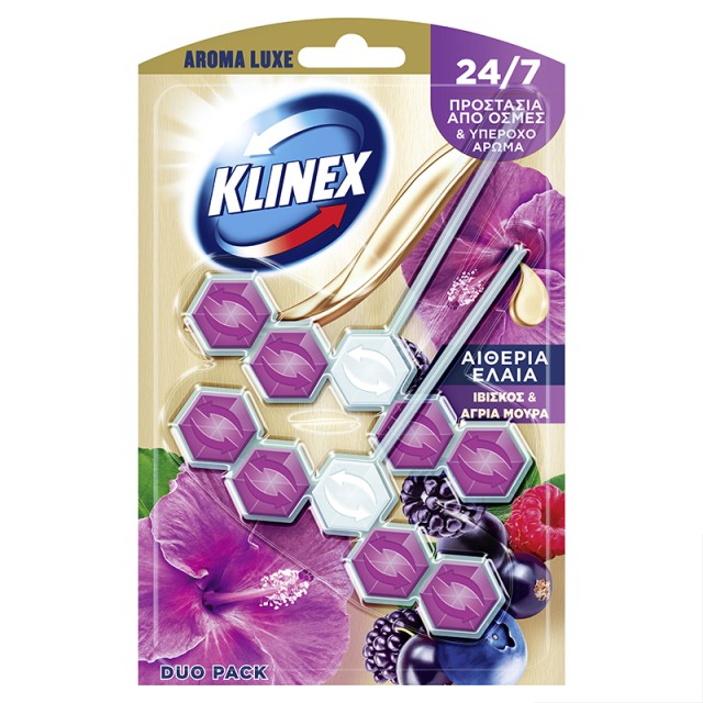 Klinex Wc Block Aroma Luxe Ιβίσκος & Άγρια Μούρα, 2x55g