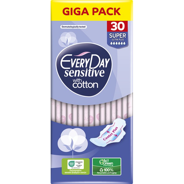 EveryDay Σερβιέτες Sensitive with cotton NORMAL Ultra Plus GIGA PACK, 30 τεμ.