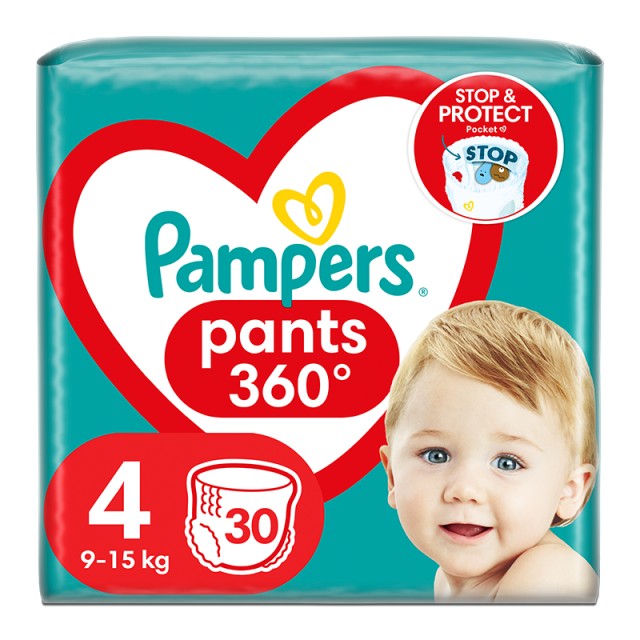 Pampers Pants Πάνα-βρακάκι Μέγεθος 4 (9kg - 15kg) - 30 Πάνες-βρακάκι