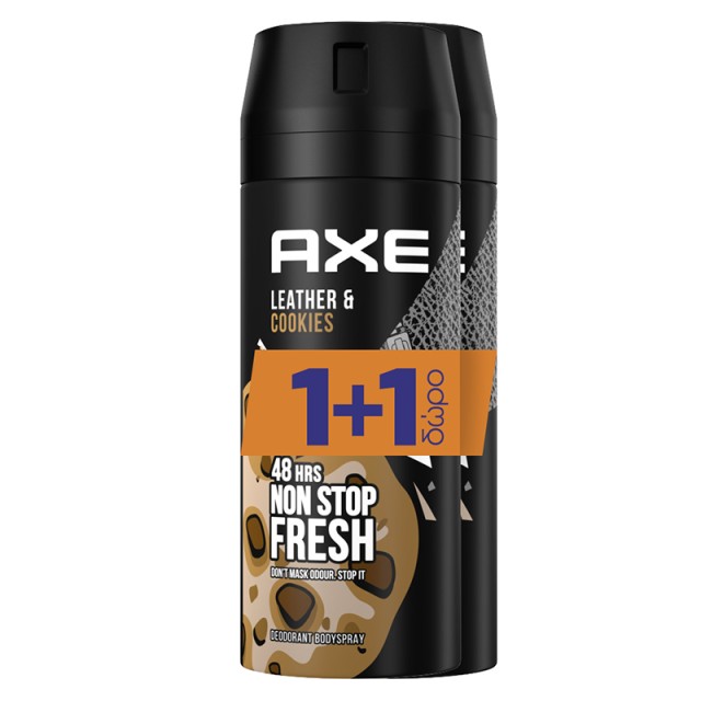 Axe Leather & Cookies 48h Non Stop Fresh, Αποσμητικό Σπρέι, 2x150ml 1+1 ΔΩΡΟ